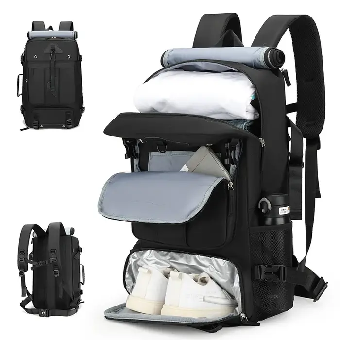 Sac à dos de voyage de grande capacité 60L pour hommes, sac à dos d'embarquement de voyage extensibl