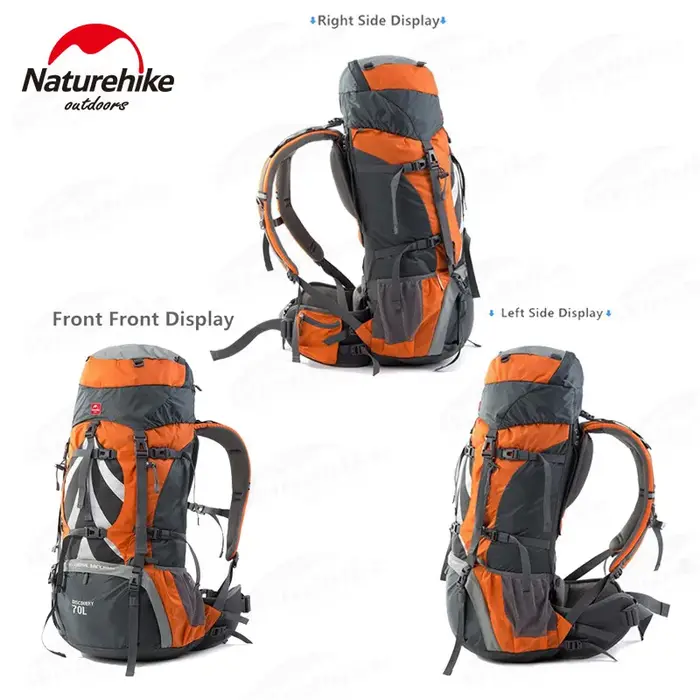 Naturehike 70L + 5L sac à dos de randonnée étanche sac d'alpinisme en plein air sac à dos souple sac à dos de grande capacité avec housse de pluie