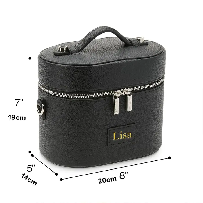 Sac cosmétique en cuir PU personnalisé avec nom : simple