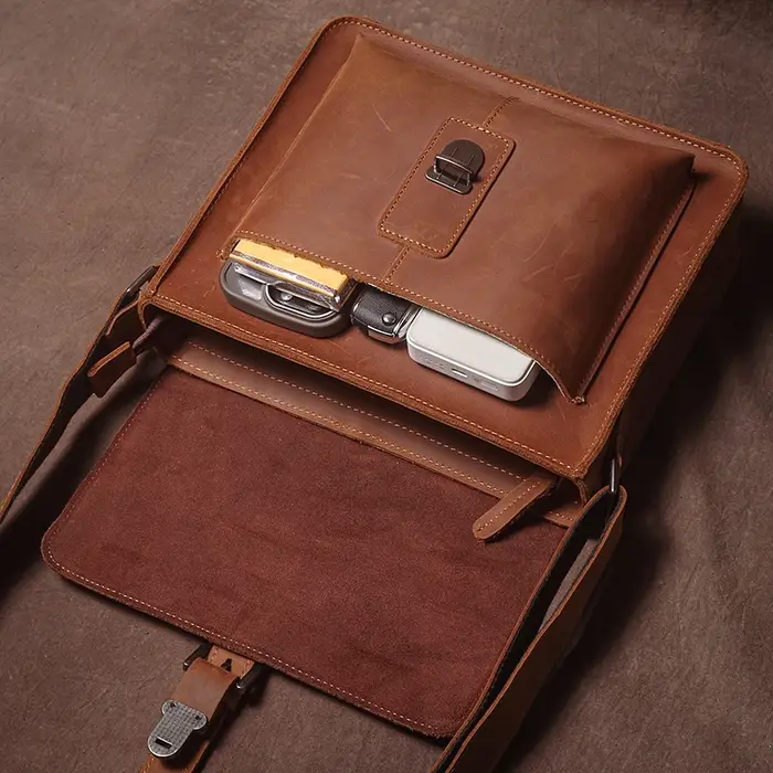 GURO marque de luxe en cuir véritable sac à bandoulière hommes Crazy Horse peau de vache sac de mess
