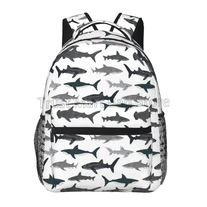 Sacs à dos à motif de requins de dessin animé pour adultes et adolescents