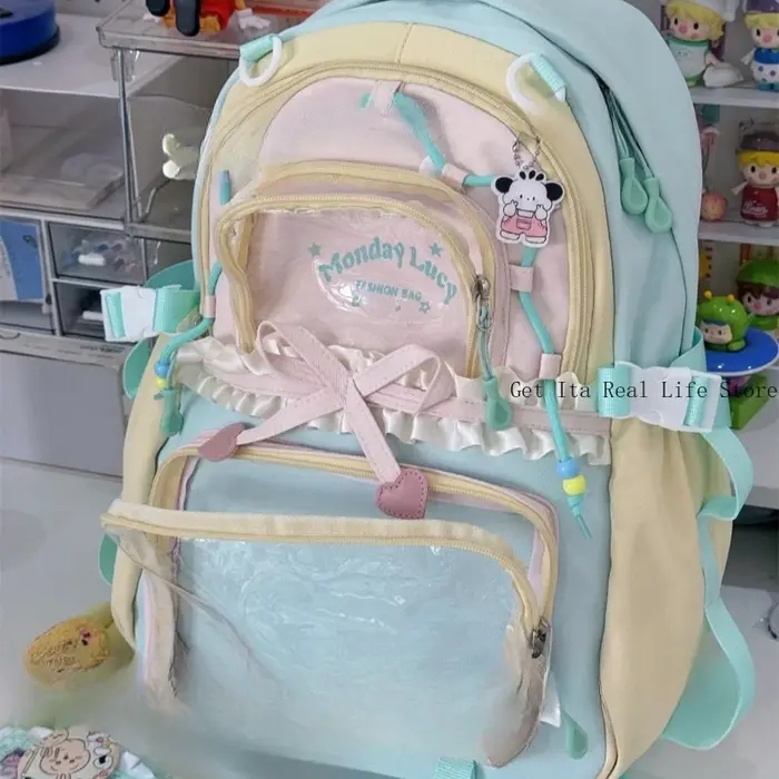 Italife Dopamine Anmie clair Ita sac à dos pour femmes retour à l'école japon fille gros volants Itabag pour épingles affichage avec arcs H259