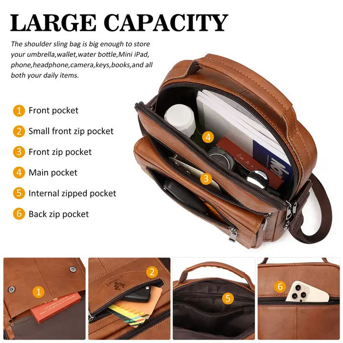 HUMERPAUL – petit sac messager en cuir véritable pour hommes