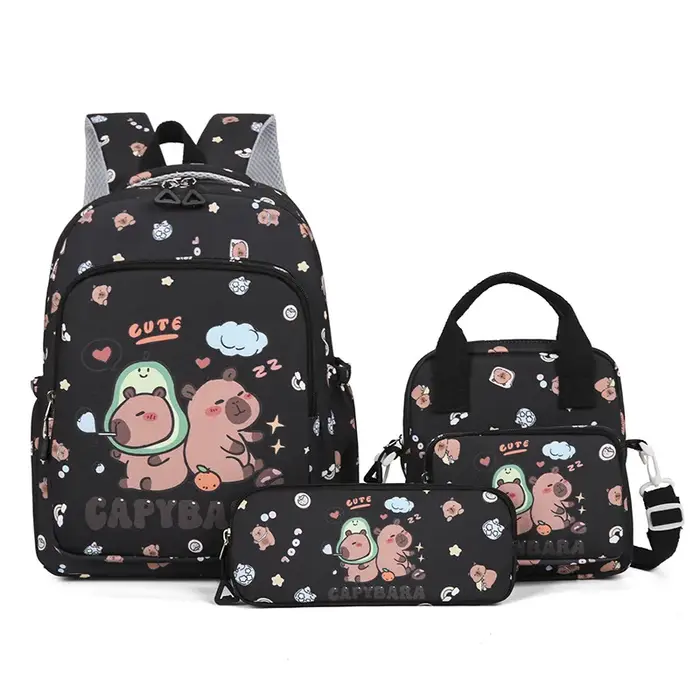 Capybara sacs d'école pour filles cartable primaire dessin animé école sac à dos ensemble sac à dos