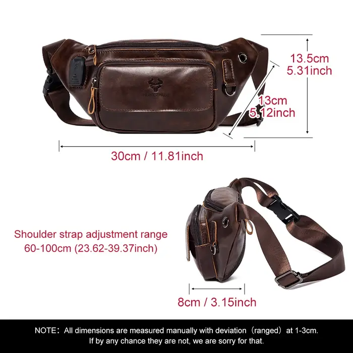 Sac de poitrine en cuir véritable pour homme