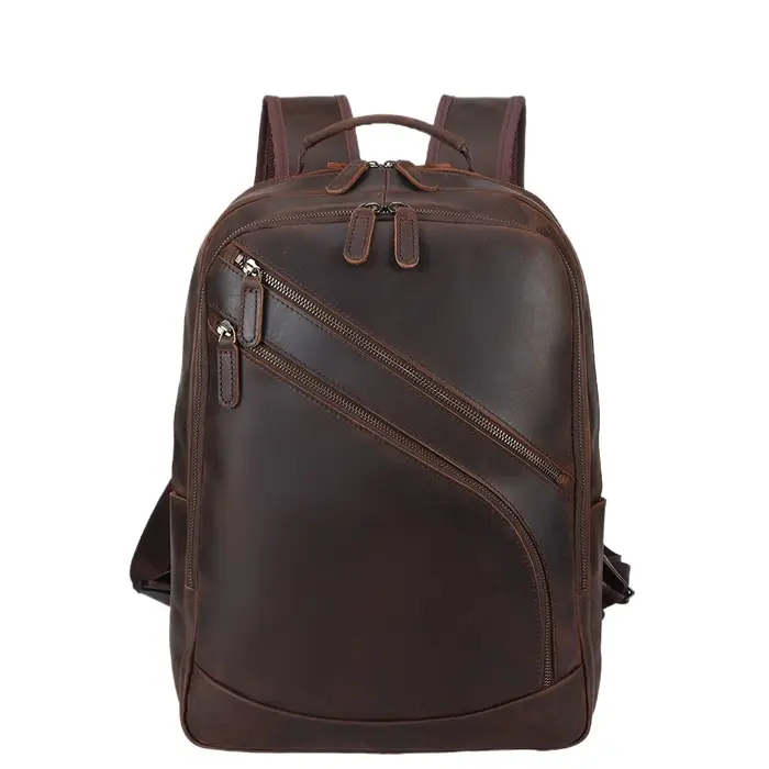 Sac à dos pour ordinateur portable en cuir véritable pour hommes de 15