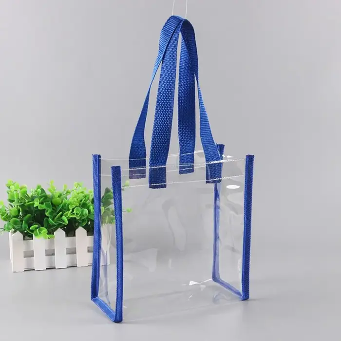 Sac fourre-tout Transparent en PVC, grande capacité, sac de courses en plastique cousu pour cosmétiq