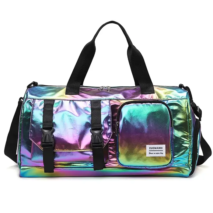Sac polochon Glamour holographique – Espace et élégant, fourre-tout à bandoulière avec compartiment