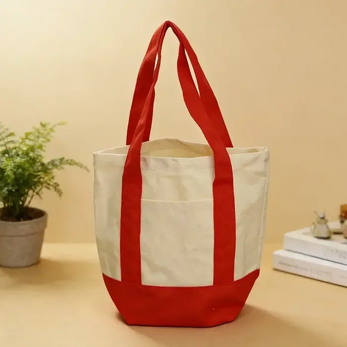 Sac fourre-tout en toile avec poche externe, sac de courses réutilisable, sac de pique-nique, sac de