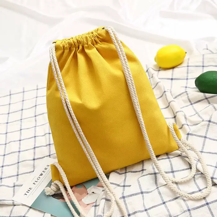 1 Pc toile sac d'école Double épaule cordon sac à dos