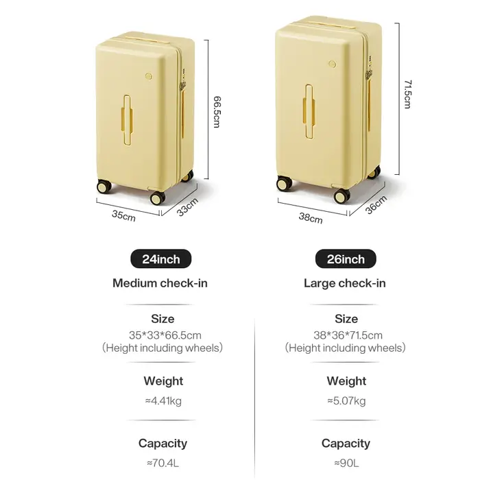 Valise de voyage Mixi Trunk Luggage, taille moyenne, rigide en polycarbonate, avec roulettes pivotan