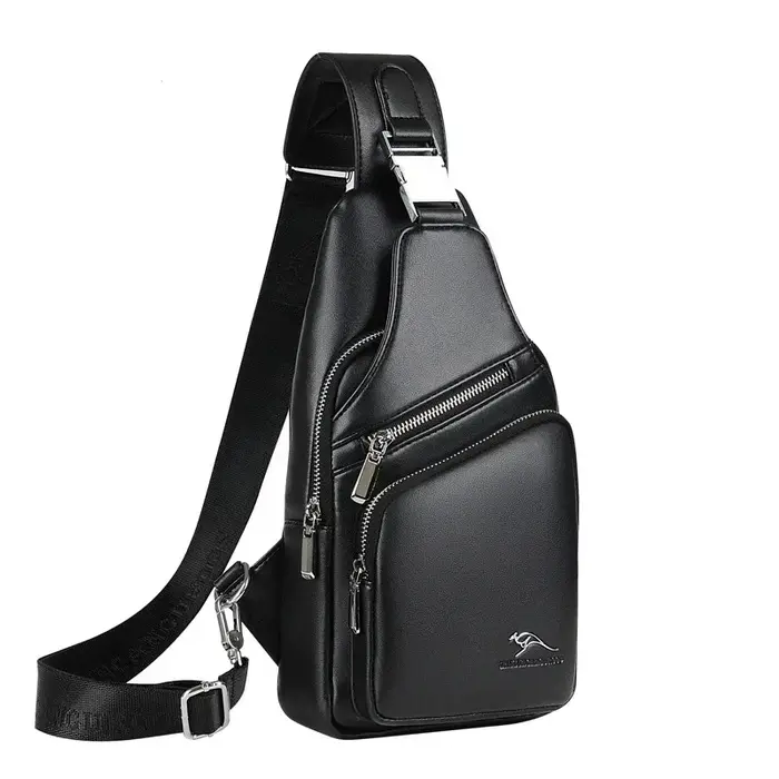 Kangourou marque hommes sac de poitrine 2025 mode Pu cuir fronde côté mâle sacs à bandoulière affair