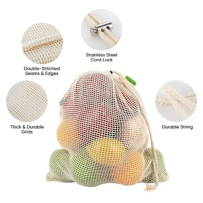 Sac en filet pour fruits avec cordon de serrage