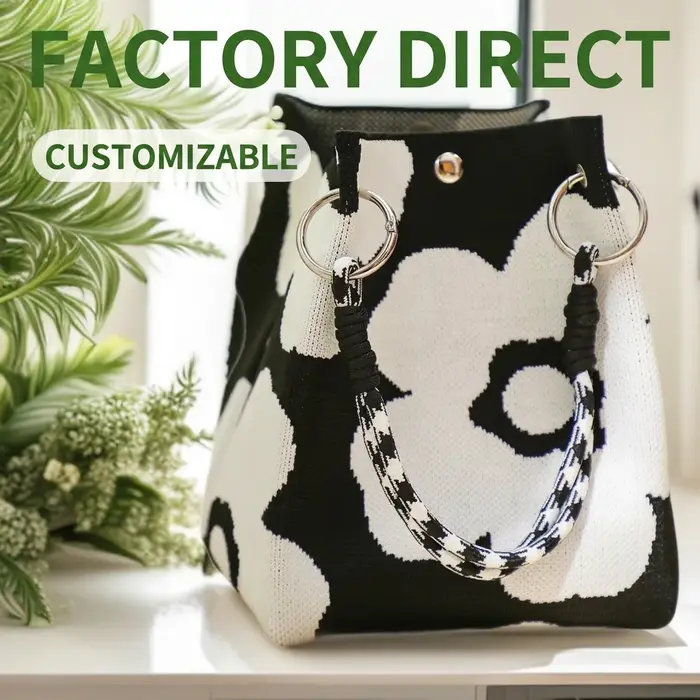 Sac fourre-tout décontracté en tricot à motifs tendance