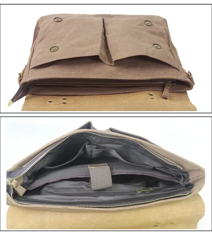 Porte-documents Vintage en Cuir et Toile pour Homme