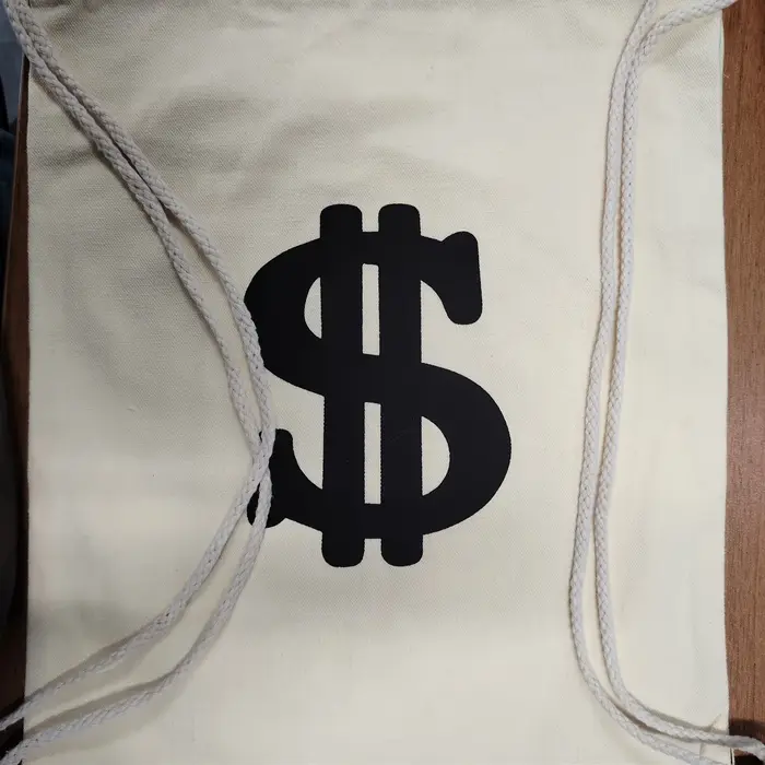 Sac d'argent en toile réutilisable avec cordon de serrage