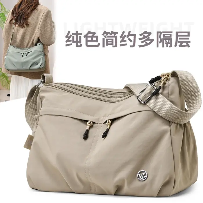 Sac à bandoulière grande capacité pour femme avec trois poches : sac fourre-tout en nylon multi-poches – le choix idéal pour les sorties shopping des mamans