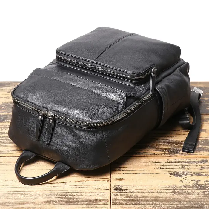 Sac à dos Double épaule en cuir véritable pour hommes