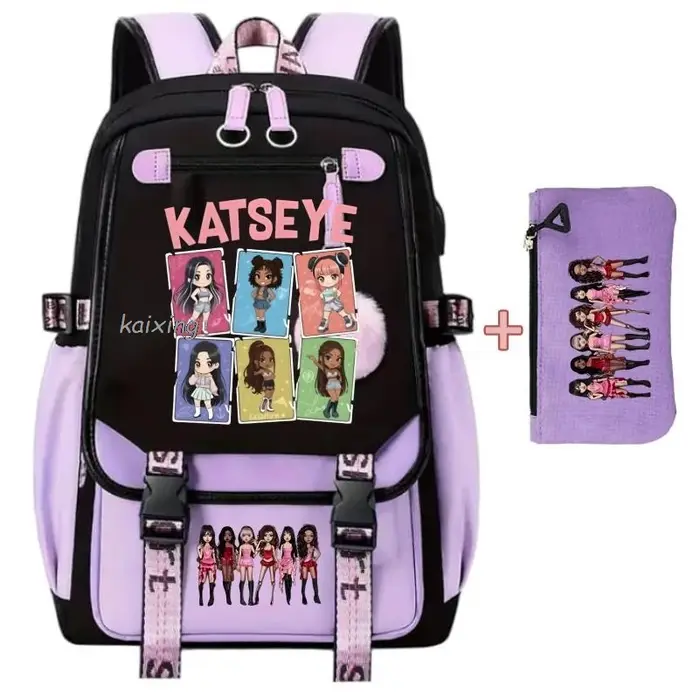 Sac à dos Katseye avec imprimé amusant pour filles