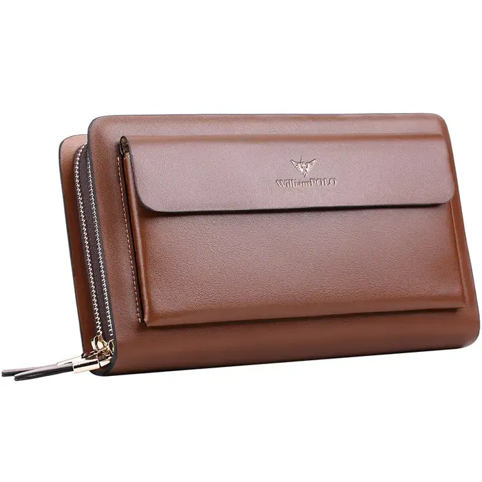 Pochettes de marque en croûte de cuir pour hommes d'affaires