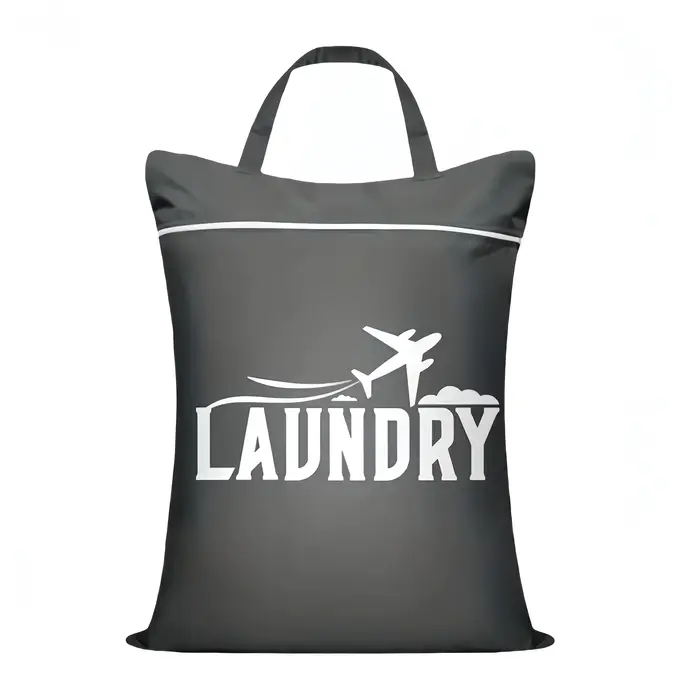 1 grand sac à linge de voyage avec poignée, adapté au rangement des vêtements sales, sac à maillots