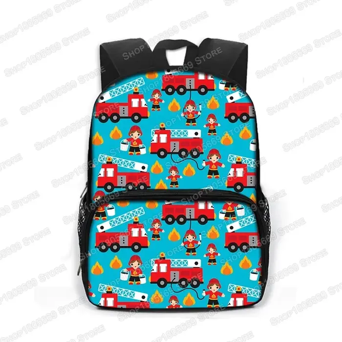 Sac à dos de tracteur de camion à feu de dessin animé, pelle de voiture, sac à dos pour garçon et fi