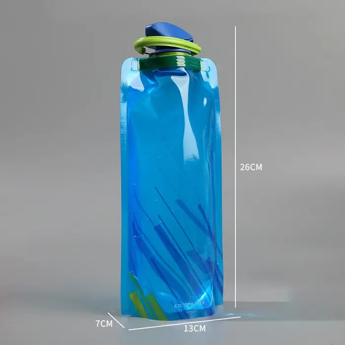 Flcopropriété à eau pliable avec mousqueton, sac à eau souple, poudres de voyage réutilisables, clip