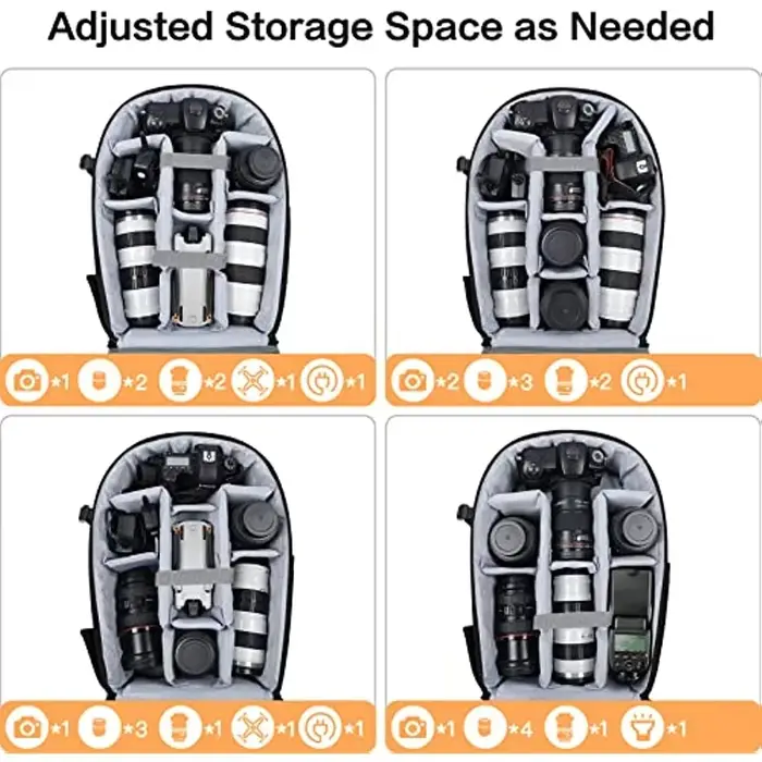 Sac à dos pour appareil photo de photographie DSLR, coque rigide étanche de 15 à 16 pouces avec supp