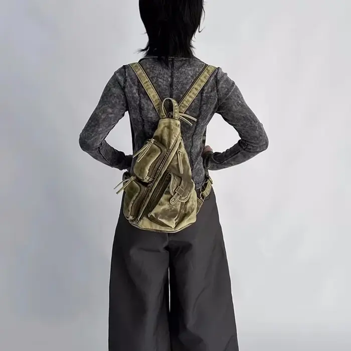 Annmouler-Sac à Dos de Styliste en Cuir Doux Délavé pour Femme