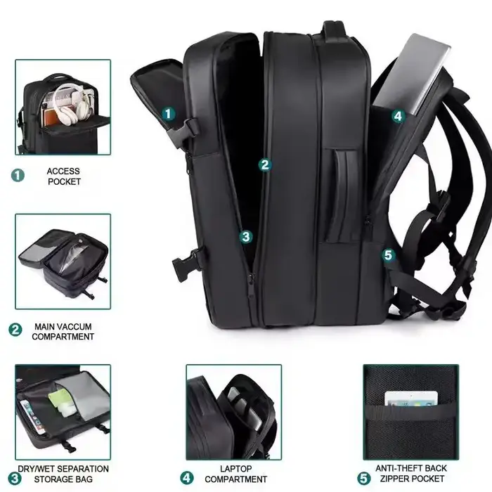Sac à dos de compression sous vide Sac de compression de grande capacité Sac à dos de voyage extensi