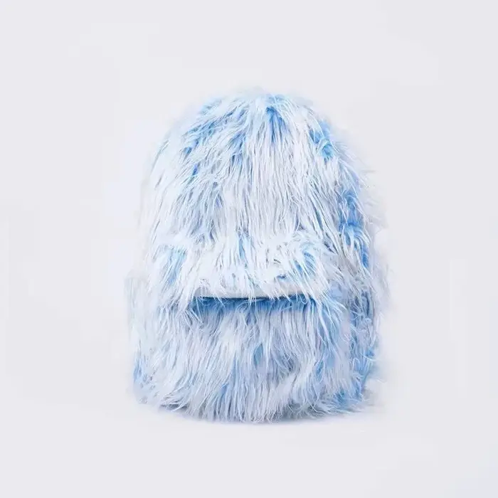 2025 Fashion Ice Blue Pink Faux Fur Backpack Men Women Kawaii Cute Fluffy School Bag Outdoor Tarvel