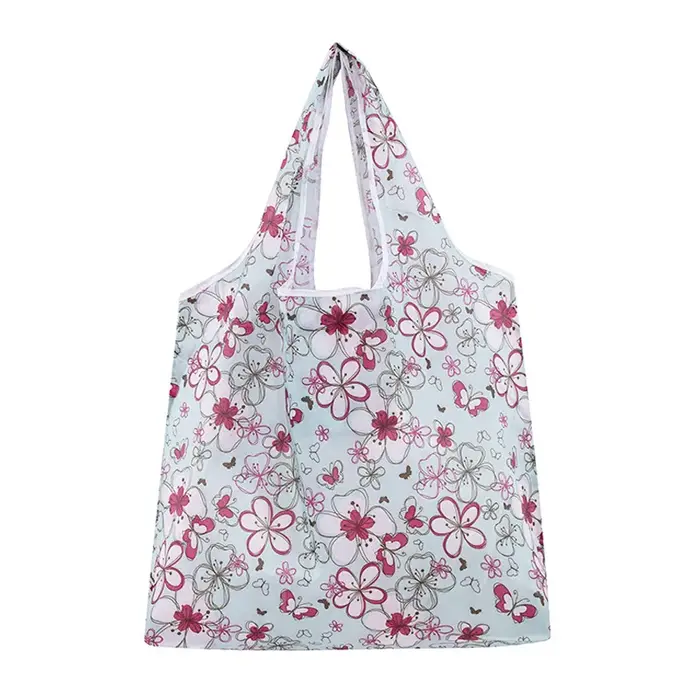 Grand sac de courses pliable en polyester à motif floral, écologique, sac à main portable, style cor