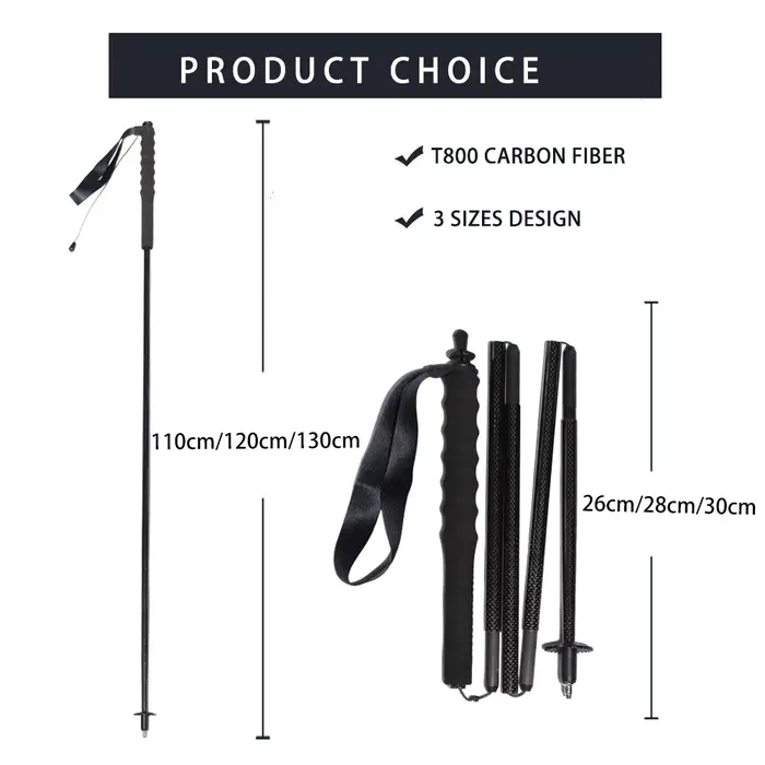 Bâtons de randonnée 110g 100% carbone pliables ultralégers 5 sections