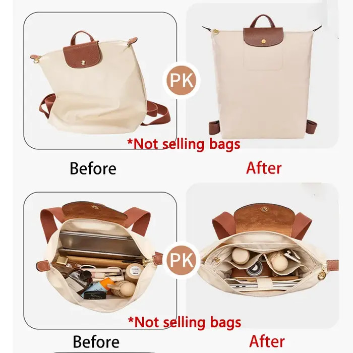Organisateur de sac pour sac à dos Longchamp, pour ranger un ordinateur et une bouteille d'eau, facile à retrouver, en nylon durable, accessoires de sac.