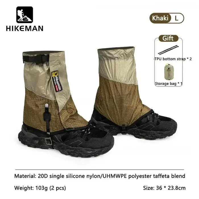 HIKEMAN 20D + UHMWPE guêtres de randonnée en plein air coupe-vent grandes couvre-jambes pour le Camp