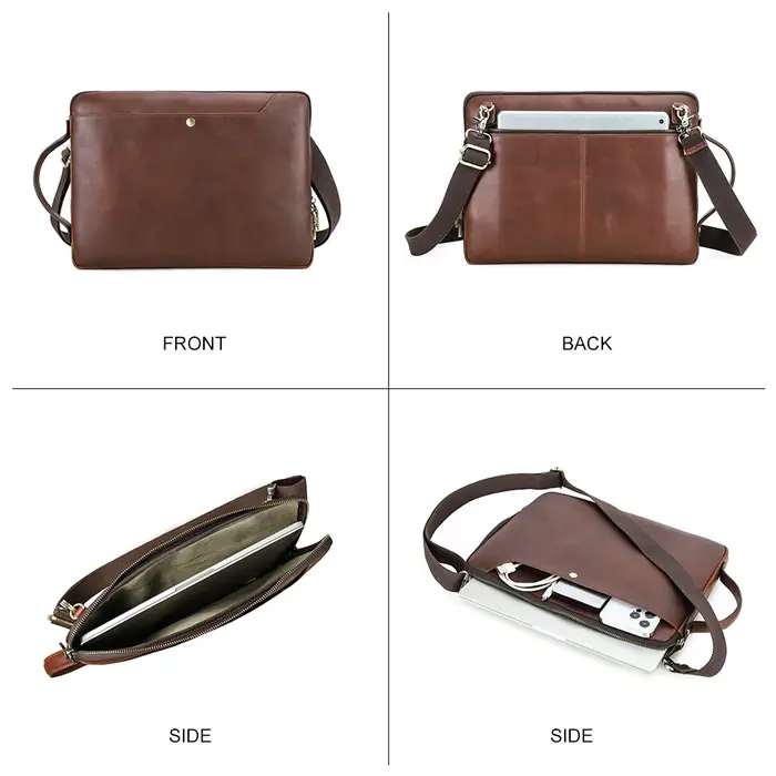 Sac pour ordinateur portable en cuir véritable pour hommes