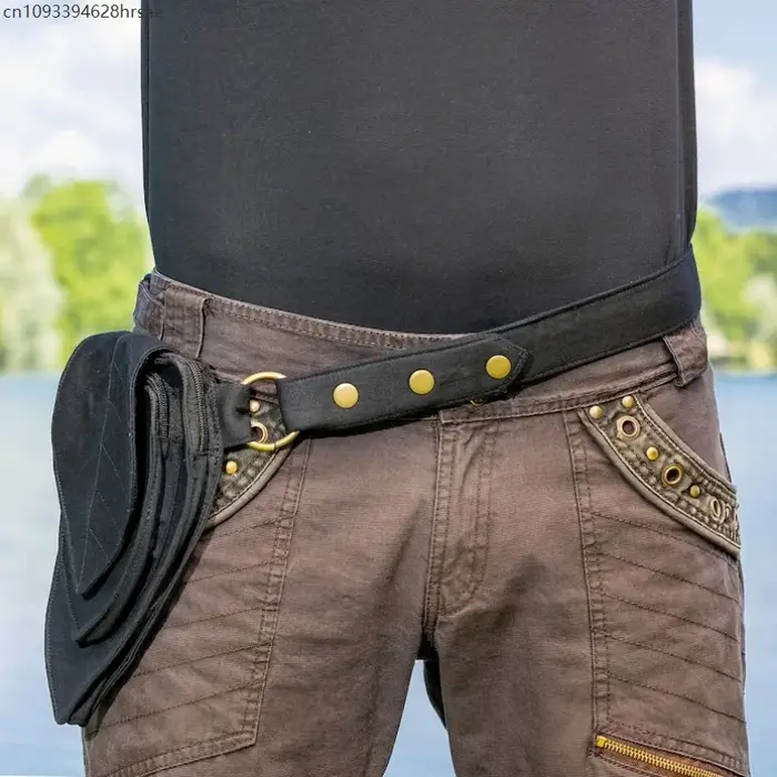 Sac de randonnée et de cyclisme AP pour l'extérieur avec plusieurs compartiments, rabat, fermeture éclair, ceinture de taille, poches suspendues, sac banane de sport, accessoire de cosplay