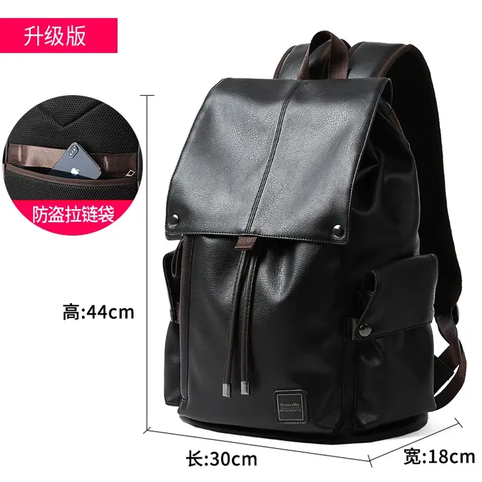 MOYYI grand sac à dos de voyage en cuir étanche à rabat hommes femmes adolescents collège étudiant sac d'école décontrac