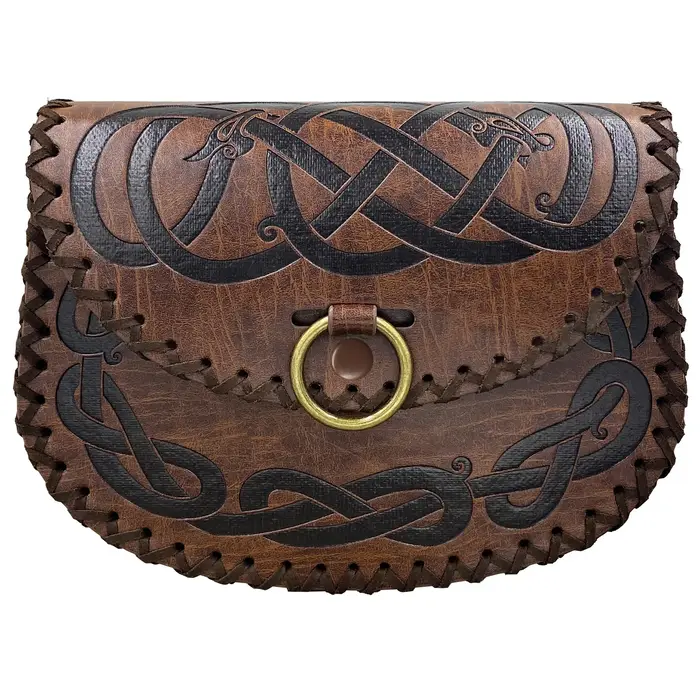 Sac banane vintage en cuir gaufré style Viking
