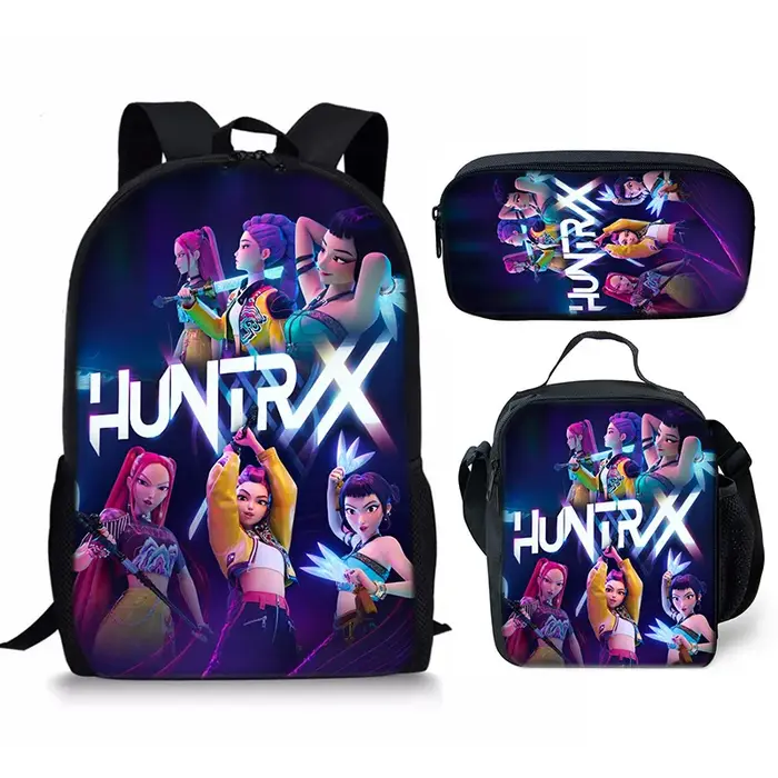 Sac à dos scolaire pour enfant avec sac à lunch et trousse à crayons, sacs d'école KPop Demon Hunter
