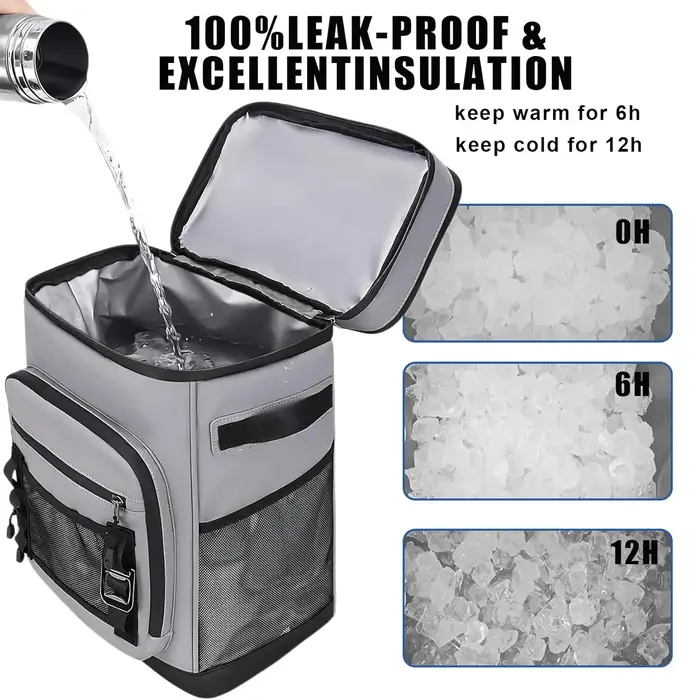 Sac à dos isotherme étanche 30L, sac à dos thermique anti-fuite pour 48 canettes, sac isotherme pour