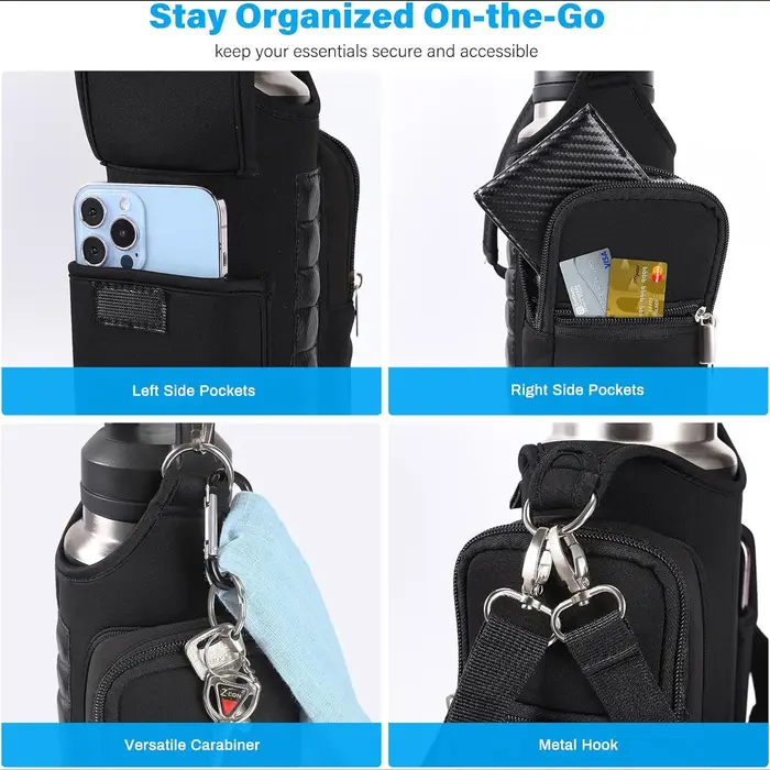 Sac de sport magnétique porte-bouteille d'eau avec poches pour téléphone et bandoulière
