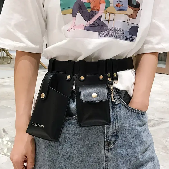 Femmes marque Fanny Pack mode cuir ceinture sac rein haute capacité taille sacs étanche multi-poches