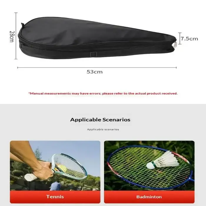 1 sac de transport Oxford noir pour raquettes de padel et de tennis, avec face souple en fibre de ca