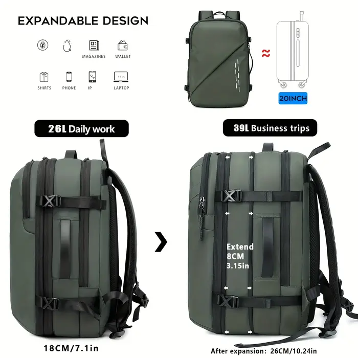 Nouveau sac à dos d'expansion de grande capacité à compression sous vide, sac à dos de voyage, sac d