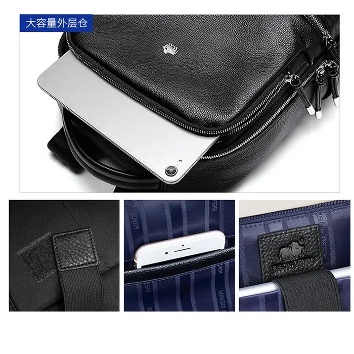 BISON DENIM nouveau cuir véritable hommes sac à dos ordinateur portable école sac à dos sac 2025 mode étanche sac de voyage sac de livre décontracté