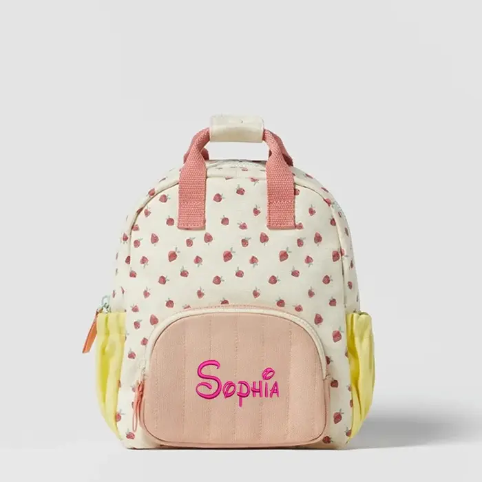 Nom de broderie personnalisé Strawbreey filles école sac à dos maternelle cartable déjeuner sac fourre-tout sac à main