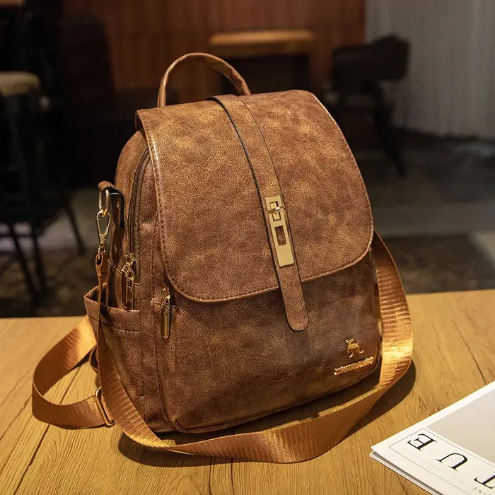 Sac à dos de voyage vintage en cuir souple pour femmes