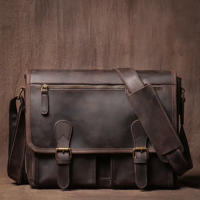 GURO-Sac messager en cuir de cheval pour homme, véritable, luxe, sac à bandoulière lancé, bureau, ét