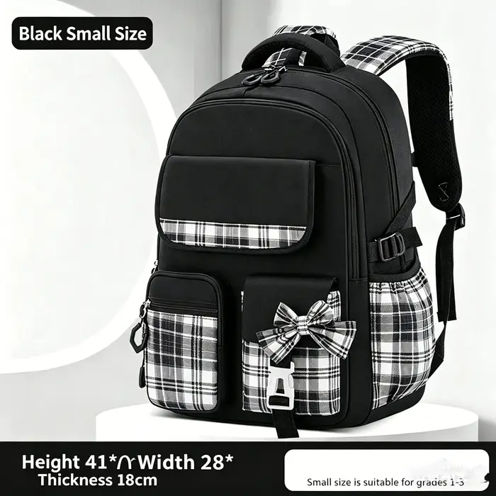 Sac à dos à carreaux pour protection de la colonne vertébrale, ergonomique, pour élèves du primaire,